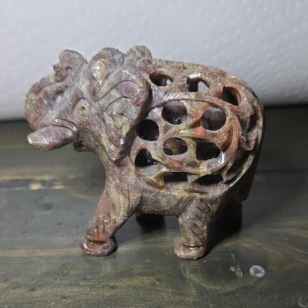 Brown Jali Sculpture Elephant Art